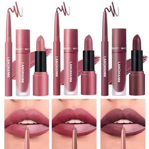 Jolilab 9 in 1 Matte Velvet Lipstick Set-Lip Liner, Lip Gloss and Lipstick, Waterproof Longlasting Pigment Nude Non-Stick Cup Women Lip Makeup, Perfect for Natural Lip Contour (04+05+06, 1) Jolilab