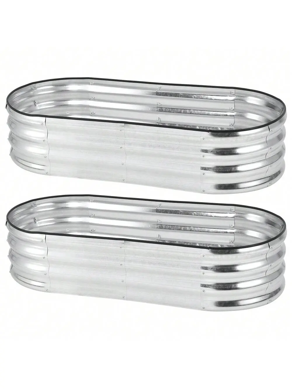 2pcs 4.5*2*1FT Galvanized Raised Garden Bed, Outdoor Bottomless Drainage Planter Boxes, Large Metal Raised Garden Kits For Vegetables Flowers Plants, Easy Assembly, Perfect For Patios, Sliver