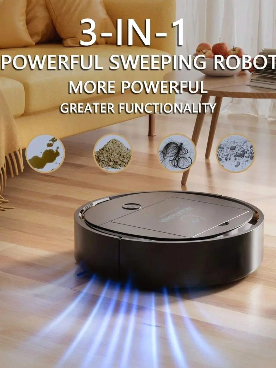3-In-1 Electric Sweeper Mopping Machine Vacuum Cleaner, Vacuuming And Mopping, Suitable For Hard Floors, Carpets And Pet Hair, Quiet And Efficient, Strong Suction Power, Suitable For A Variety Of Floor Cleaning