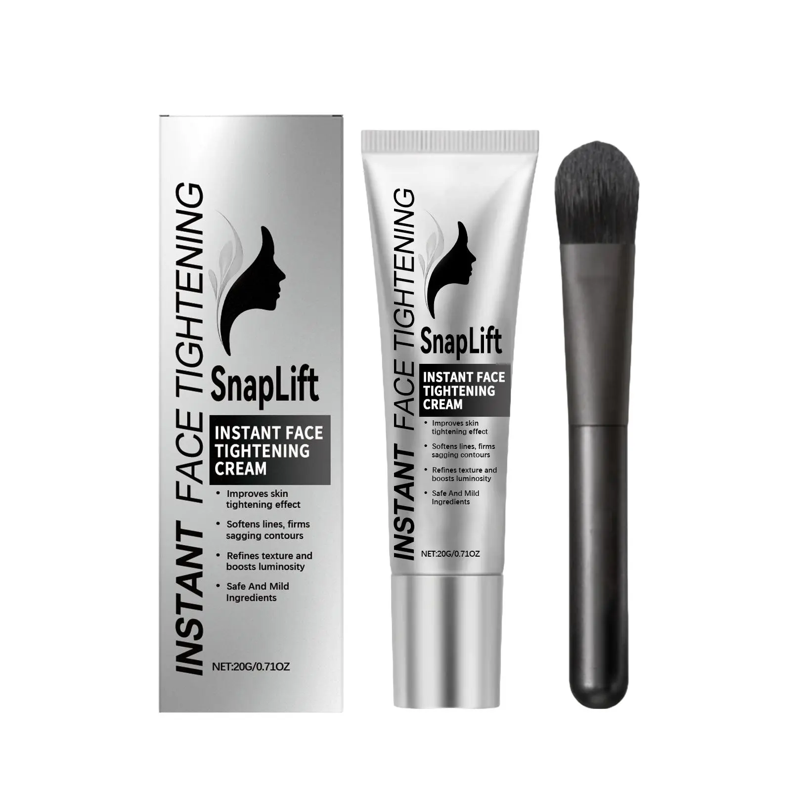 20g Facial Smoothing Cream Kit with Dedicated Brush, Mild Daily Facial Care Cream to Refine Skin Texture & Boost Skin Glow