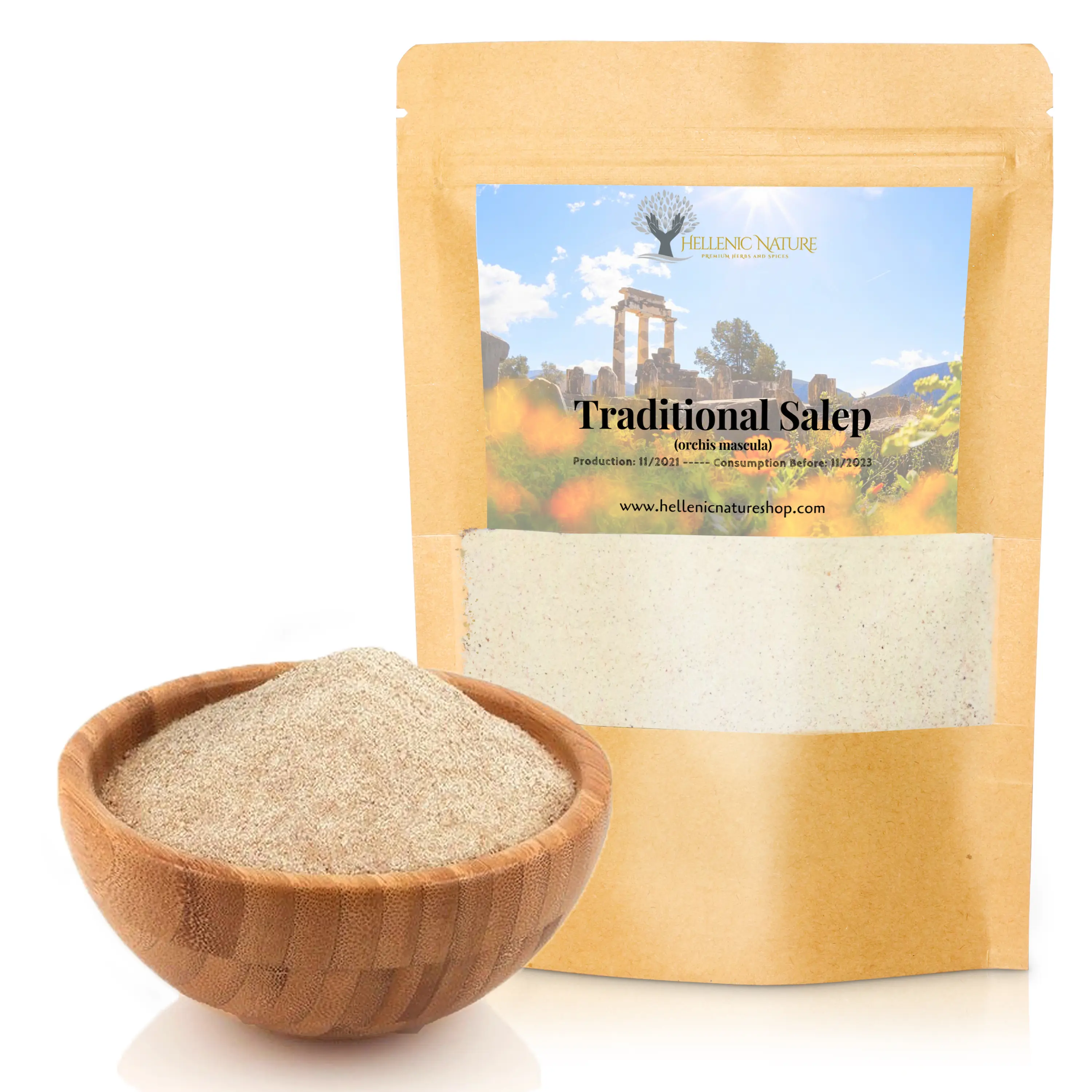 TRADITIONAL SALEP SAHLEP SAHLAB - NEW FORMULA - For Ice Cream Making or Hot Drink in DoyPack with ZipLock for Awesome Freshness (2.82oz)