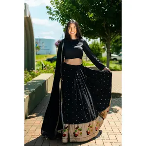 Azazi Jacquard Black Chaniya Choli