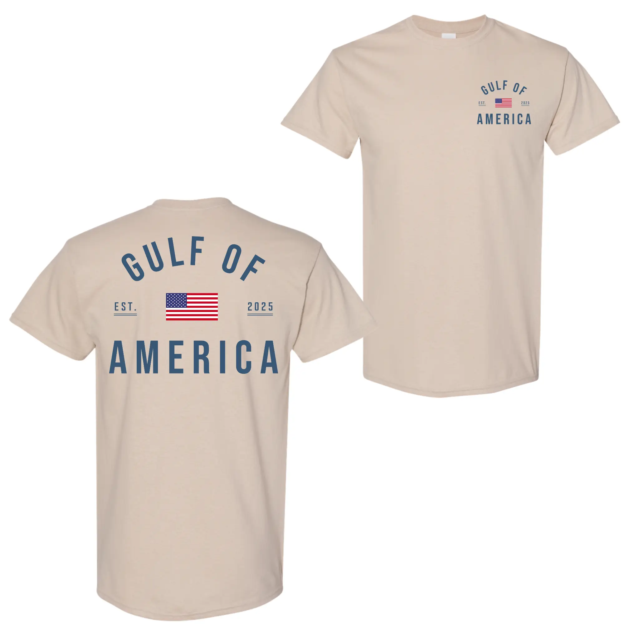 Gulf of America T-shirt, Patriotic Minimalist USA Flag Graphic Tee, Unisex Relaxed Fit Short Sleeve, Full Size, Full Color, for Men and Women