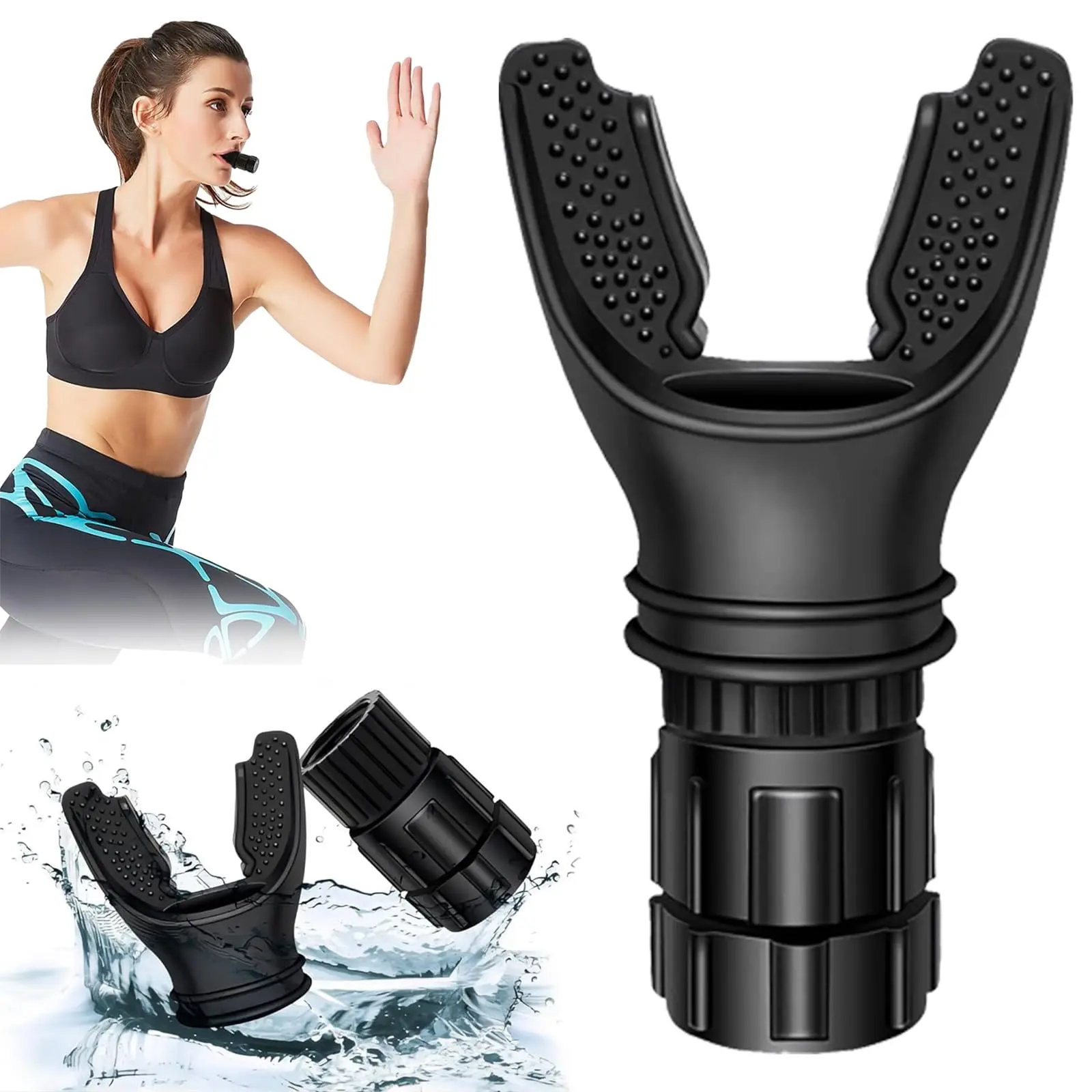 Portable Breathing Trainer with Adjustable Resistance, Lung Exercise Device for Respiratory Muscle Training and Breathing Endurance