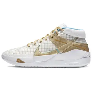 Nike KD 13 EYBL Mid-Top Basketball Shoes Unisex Comfortable All-Round Performance White Gold Domestic Version Trending Shoes, House White Official Shoes to Get / Maison Mihara