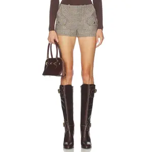 GUIZIO Patch Pocket Tartan Short in Green Multi