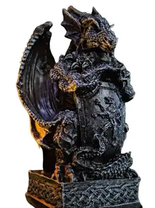 The Armored Kingdom Draconian Guardian of the Realm with Shield Dragon Statue Heavy Metal Figurine Standing Ornament for Fantasy Enthusiasts Decor Gift