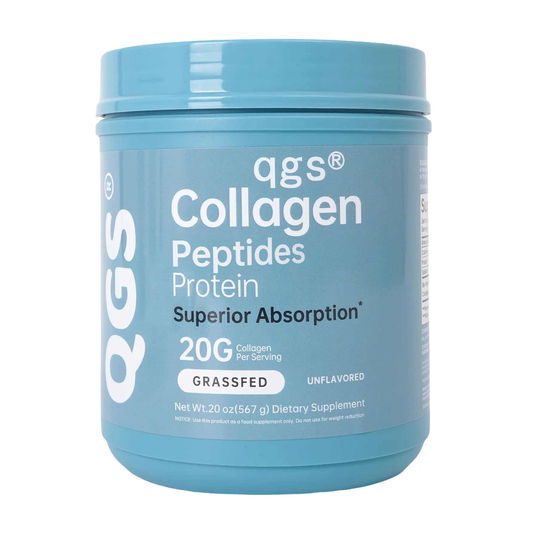 QGS Collagen Peptides Powder, 20oz Grassfed Skin Care & Healthy Aging Collagen Supplement with 18 Essential Amino Acids, Superior Absorption for Hair & Nails, Healthy Aging Collagen Supplements