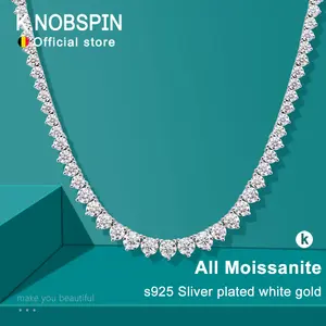 3 Claw D VVS1 Moissanite Tennis Necklace 925 Sterling Silver 18k White Gold GRA Certified Wedding Necklaces for Women