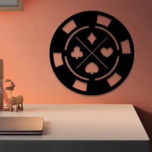 1pc Casino Wood Wall Art, Casino Wood Statue Mural, Perfect for Game Room Wall, Christmas Decor, Ideal Gift for Gamblers, Rust-Resistant Metal, Artistic, Indoor Decoration, Modern Home Decoration