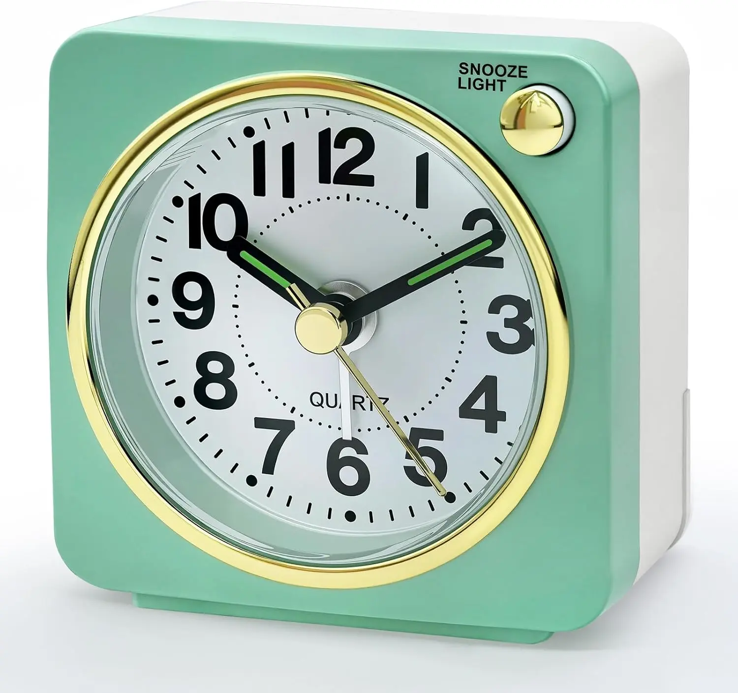Ultra Small Battery Analog Travel Alarm Clock, Retro Bedside Table Clocks for Bedrooms, Desk Clock, Vintage Home Decor for Bathroom Kichen Living Room, Mint