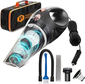 THISWORX Car Vacuum Cleaner - Portable, High Power, Handheld Vacuums W/ 3 Attachments, 16 Ft Cord & Bag - 12V, Auto Accessories Kit for Interior Detailing - Black Power Practical