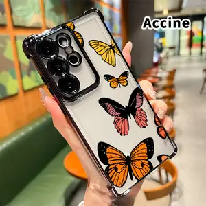 Phone Case Compatible with Samsung Galaxy S23 Ultra S24 Plus S25 S22+ FE Edge Butterfly Dance Fantasy Pattern Anti-drop Durable Total Protective Shockproof Transparent Cover Casing