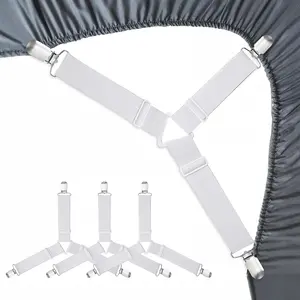 Bed Sheet Fasteners, Adjustable Mattress Suspenders, Mattress Cover Straps, Bed Corner Holder and Keepers and the Bed Sheet Grippers Clips (Triangle White...