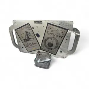 Mystic Muse Glow-in-the-Dark Resin Tray & Trinket Box Set Organiser Gifts Halloween Witchy Home Decor with Cobwebs Spiders and Shimmering Glitter