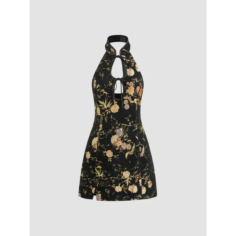 knee length dresses for ladies Jacquard Floral Mini Dress main image 1