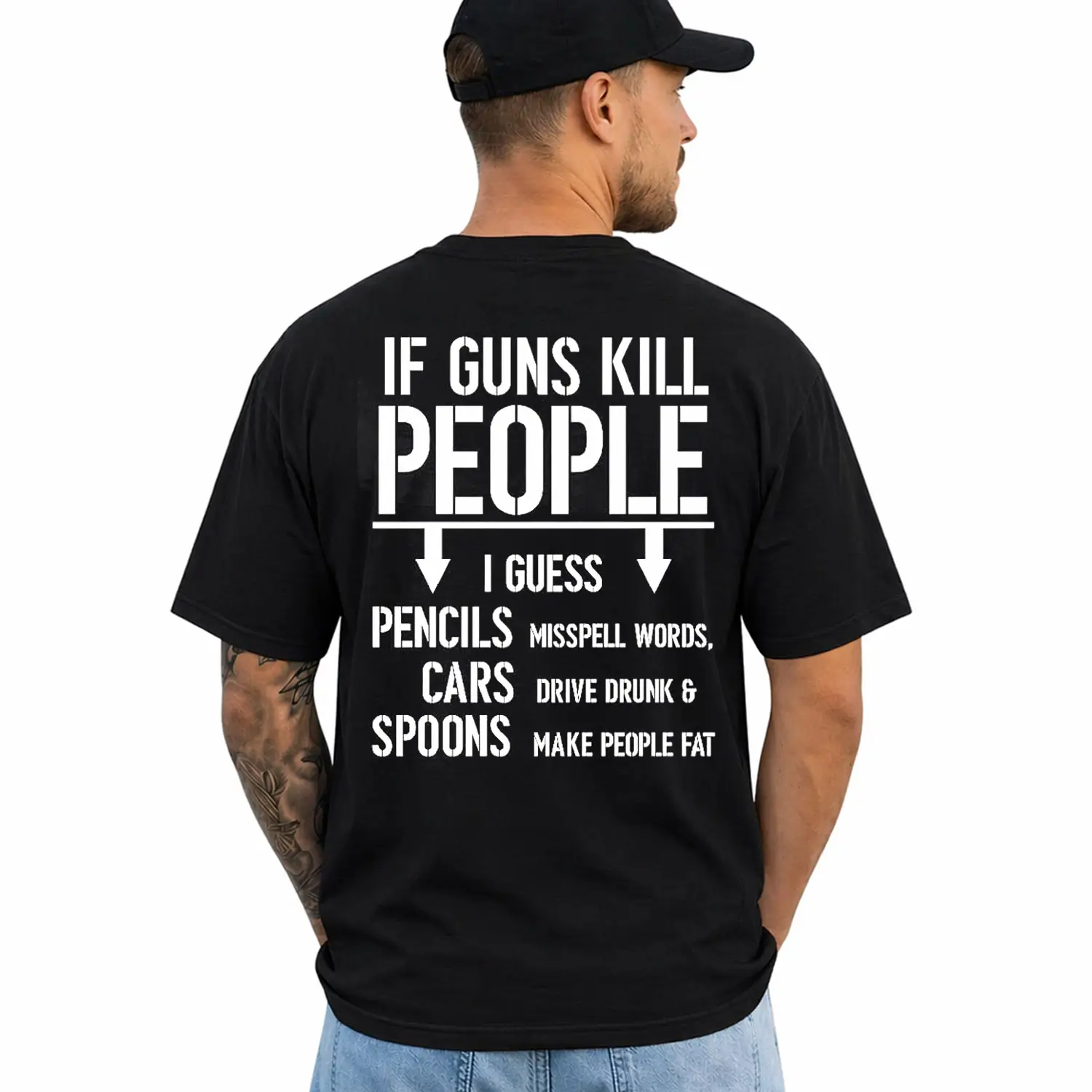 If Guns Kill People T-Shirt 2nd Amendment Gun Rights Funny 2A Mens Tee Shirt, Short Sleeve Printed Graphic Shirt, Daily Casual Cotton Menswear