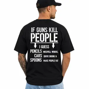 If Guns Kill People T-Shirt 2nd Amendment Gun Rights Funny 2A Mens Tee Shirt, Short Sleeve Printed Graphic Shirt, Daily Casual Cotton Menswear