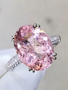 1 PC Luxury Pink Cubic Zirconia Ring For Women Artificial Zircon Rings For Wedding Engagement Anniversary Party Jewelry Valentine's Day Gift