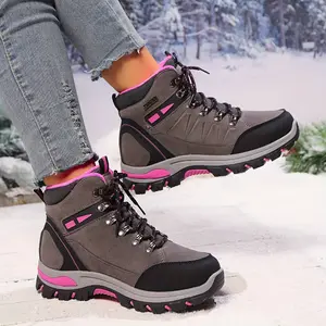 [Popular Choice] Waterproof-Top Hiking Shoes Women, Anti-Durable Outdoor Trekking Boots with Round Toe and Faux Leather, Climbing Shoes Sport workboots