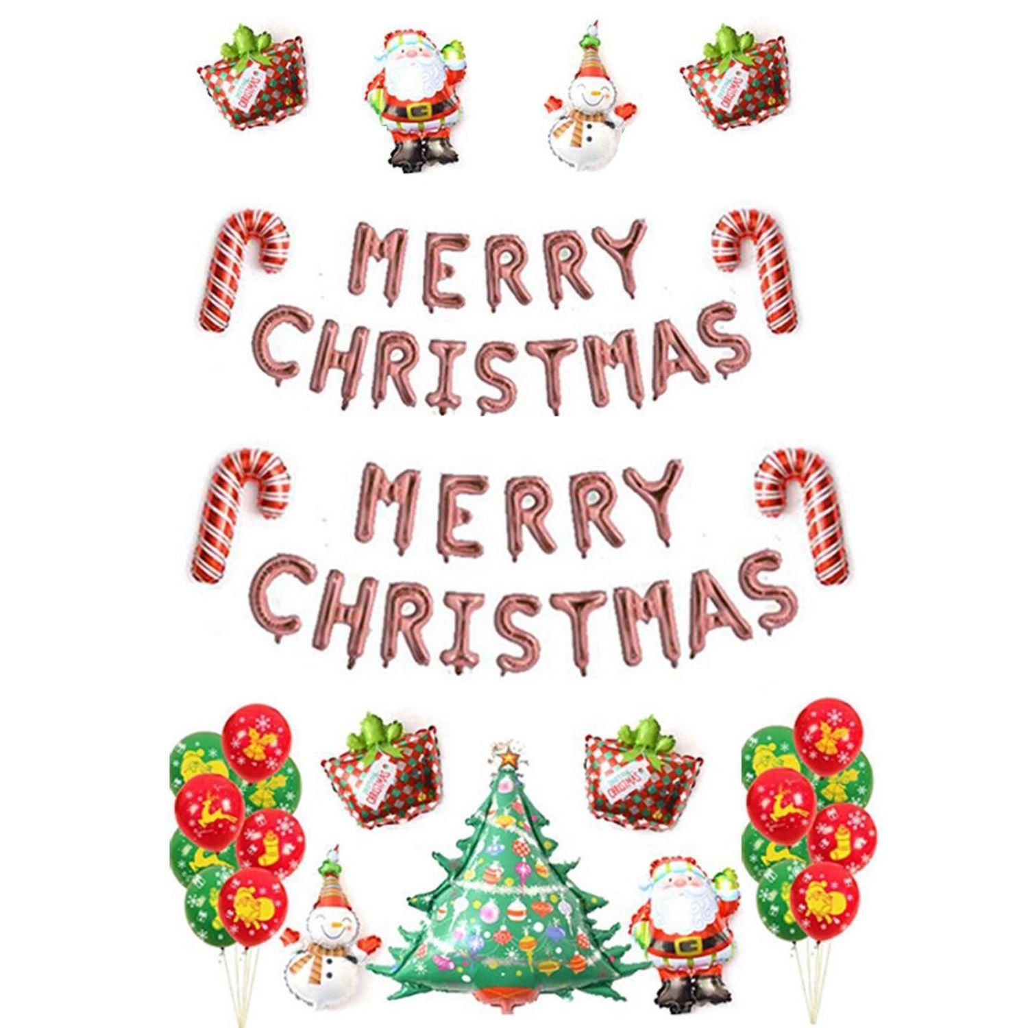 Home Collection Christmas Party Balloons Banner Set Santa Claus Xmas Tree
