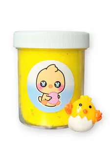 Chickie Fluff Handmade Cloud Slime – Fluffy Drizzly ASMR Slime, Banana Taffy Scented Easter Sensory Stress Relief Toy with Charm – Hoshimi Slimes