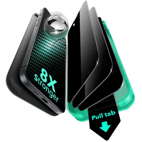ESR 3-Pack Privacy Tempered Glass Screen Protector for iPhone 17e/16e/14/13/13 Pro, Smartphone Cellphone Devices Accessories, 9H Hardness, Military Grade Shatterproof Shockproof, UltraFit Tray Included