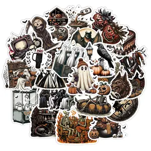 Halloween Theme Cartoon Sticker Pack Mixed Sizes Cute Spooky Designs for Journaling Scrapbooking