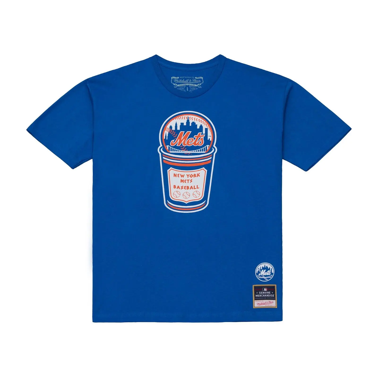 New York Mets Royal Coffee Cup T-Shirt MLB Throwback Tee Graphic Vintage Fan Gear Mitchell & Ness