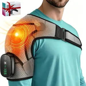 Cordless Shoulder Multifunctional Heating Pad with Massage, Electric Shoulder Massager with 3 Vibration Modes, Adjustable Heating Temperature & 3 Heat Levels, Heated Shoulder Wrap for Men Women