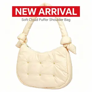 MINISO Cloud Bag soft padded mini underarm purse, lightweight fluffy casual handbag for women for daily travel and dating