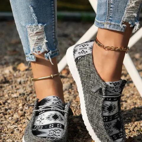 Fall New Style Women's Casual Round Toe Lace-Up Flat Shoes, Lightweight and Breathable, Comfortable Textile Upper, Perfect for All Seasons Walking Shoes Footwear