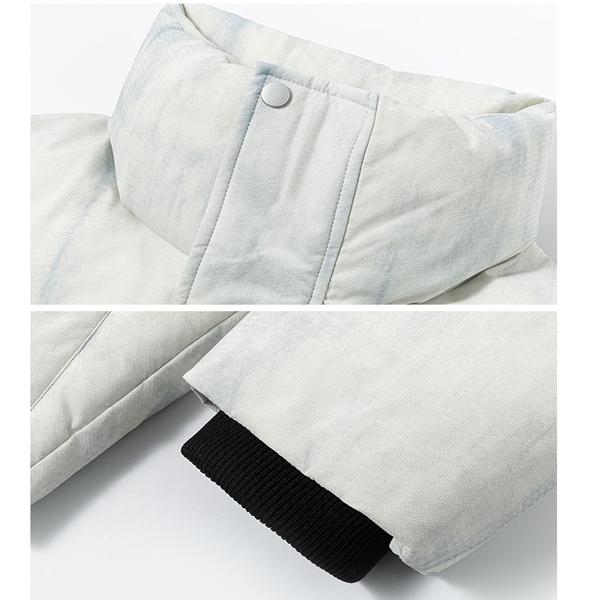 Men's/Women's Tie-Dye White Puffer Jacket, Stand Collar Warm Winter Down Outerwear
