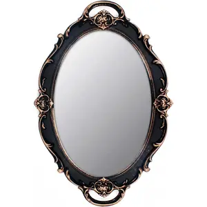 Mirror Small Wall Mirror Hanging Mirror 14.5 x 10 inchs Oval Brown