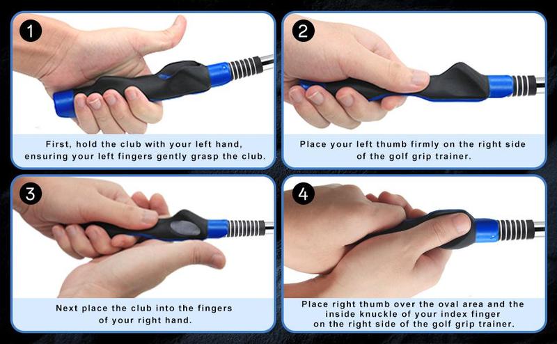 Golf Grip Trainer - 6in Lightweight Hand Golf Swing Trainer with Non-Slip Design Simple to Install, Ideal Golf Practice Tool for All Experience Levels, Blue & Black Golf