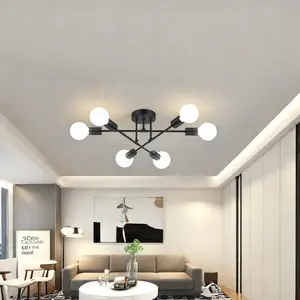 Modern Minimalist 4-Head Ceiling Light Fixture, Nordic Style Design, E27 Bulb Not Included, Creative Home Decor Lighting