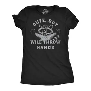 Womens Funny T Shirts Cute But Will Throw Hands Sarcastic Graphic Novelty Tee for Ladies Funny Womens T Shirts Cute Vintage Fashion Casual Ladies T-Shirt Gift Sarcastic Tops for Women Funny Animal Top Women's Black -
