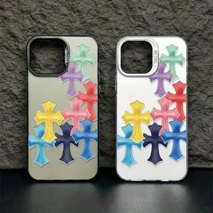 Simplified new phone case for iPhone 17 16 15 14 13 12 11 Pro/Max/Plus anti drop and shockproof back cover Cool cross design Mobile phone accessories