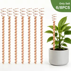 6/8pcs Electroculture Plant Stakes, Copper Coil Garden Accessories, Plant Growth Enhancing Spirals for Flowers Vegetables Fruits, Home & Outdoor Gardening Use
