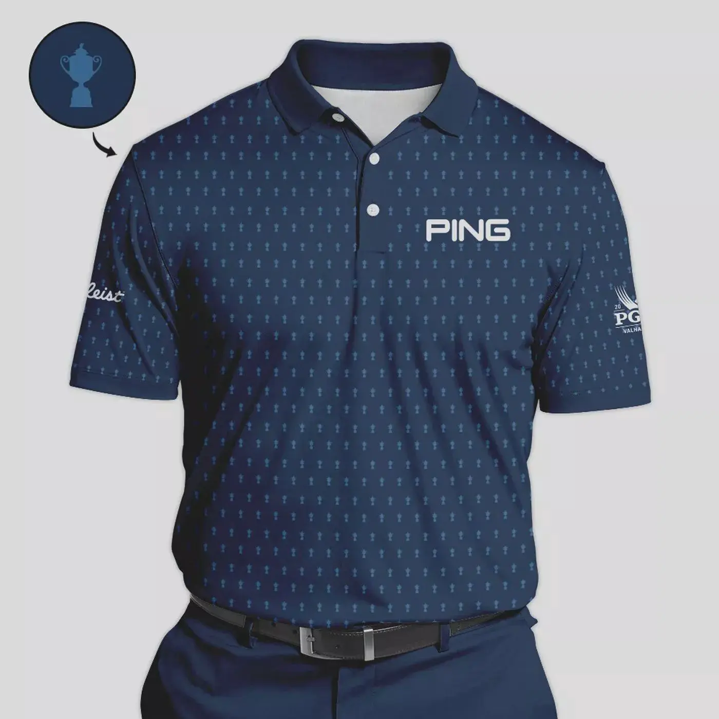 Ping 2026 PGA Championship Golf Polo Shirt Dark Blue Gradient Pattern Unisex