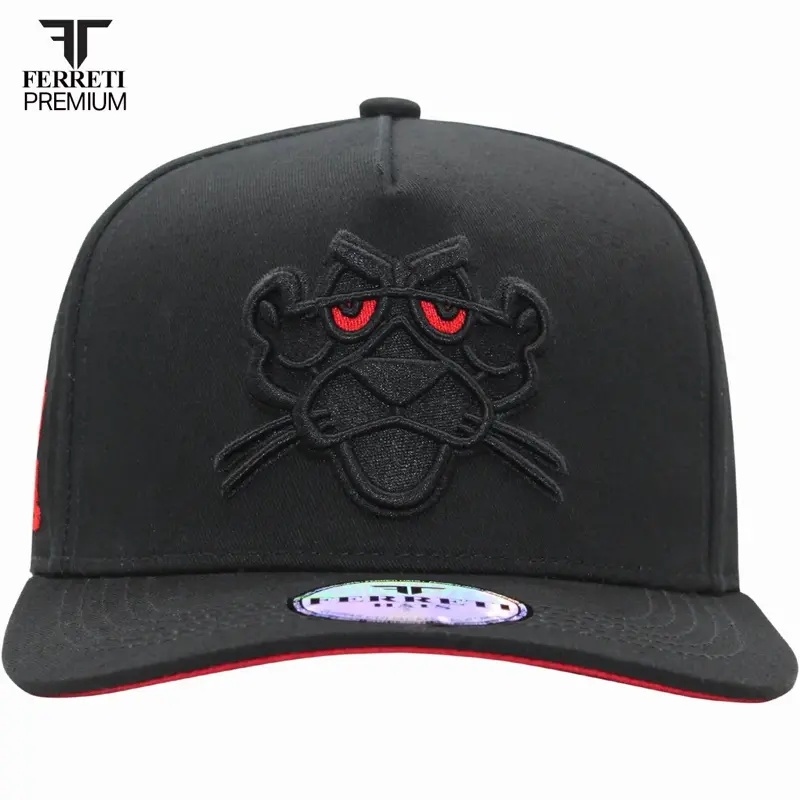 FERRETI HATS Premium FT50 Embroidered Panther Baseball Cap (Negra Color) - Includes Gift Box, Authenticity Certificate, Extra Pin