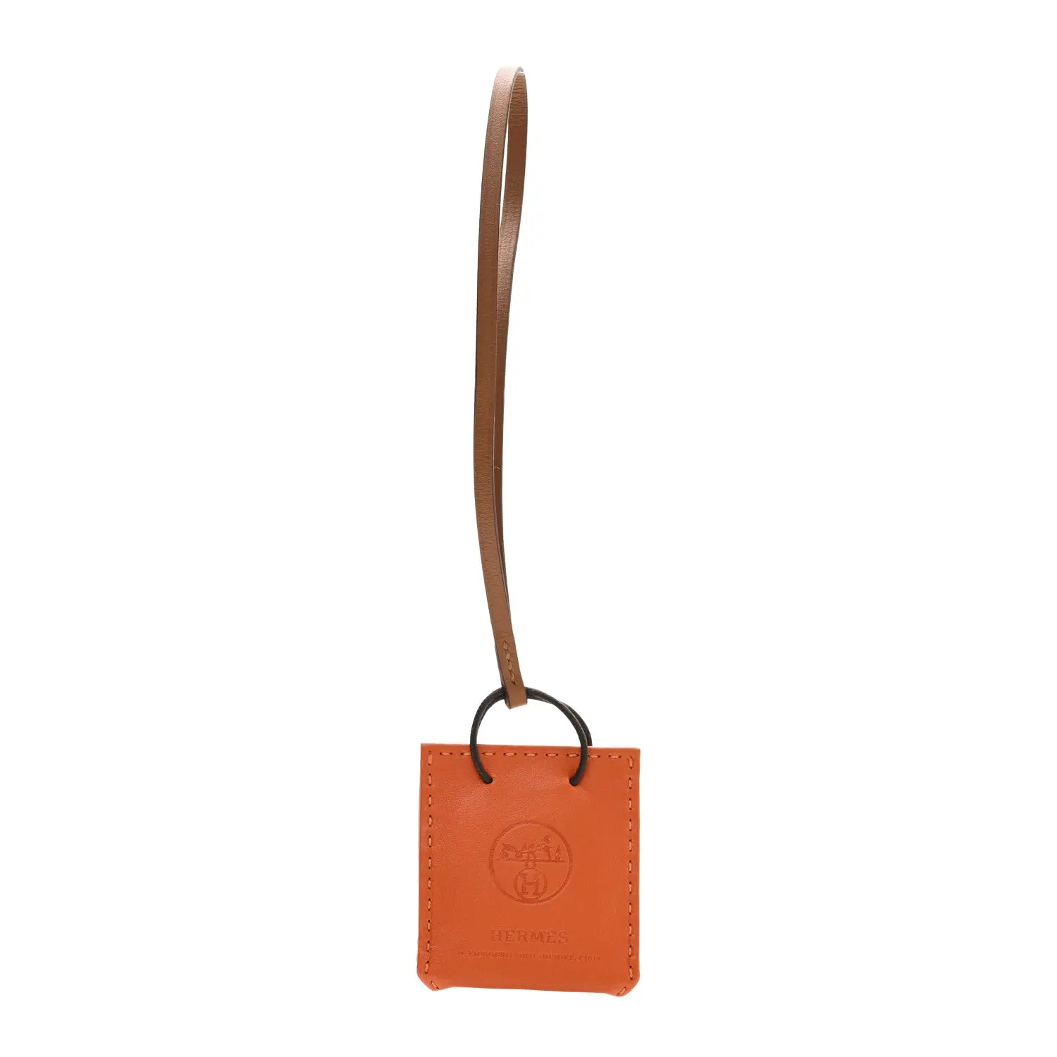 Pre-owned HERMÈS Milo Lambskin / Swift Leather Bag Accessories Milo Lambskin Swift Shopping Bag Charm Feu Gold