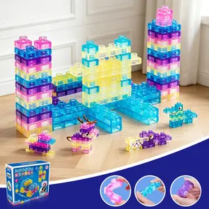 Soft Building Blocks 40 Pcs | Squishy Jelly Stacking Cubes, Colorful | Non-Toxic Sensory Montessori STEM | Large Choking-Safe Rounded Edges, Pressure-Resistant | Gift for Boys Girls Ages 3+