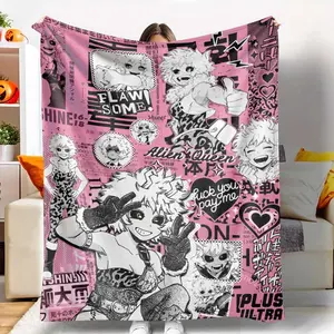 Mina Ashido inspired flannel blanket Alien Queen print soft cozy durable perfect for fans gifting home decor anime conventions bedroom living room.