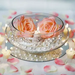 Glass Floating Candle Bowl 10" Multi-Purpose Design - Table Centerpiece for Decor