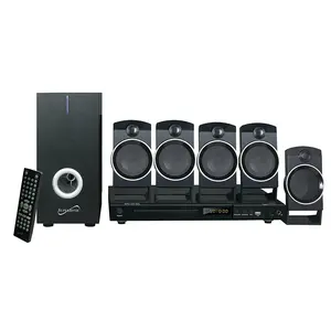 Supersonic SC-37HT 5.1 Surround Sound System, Home Theater with DVD/CD Playback, Karaoke, FM Radio, USB Input, 25W Speakers, Multi-Language Support, Remote Control Included