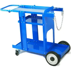 Foxngear Welding Cart for TIG MIG Welder Plasma  Gas Bottle Storage 3-Tier Shelves Blue by