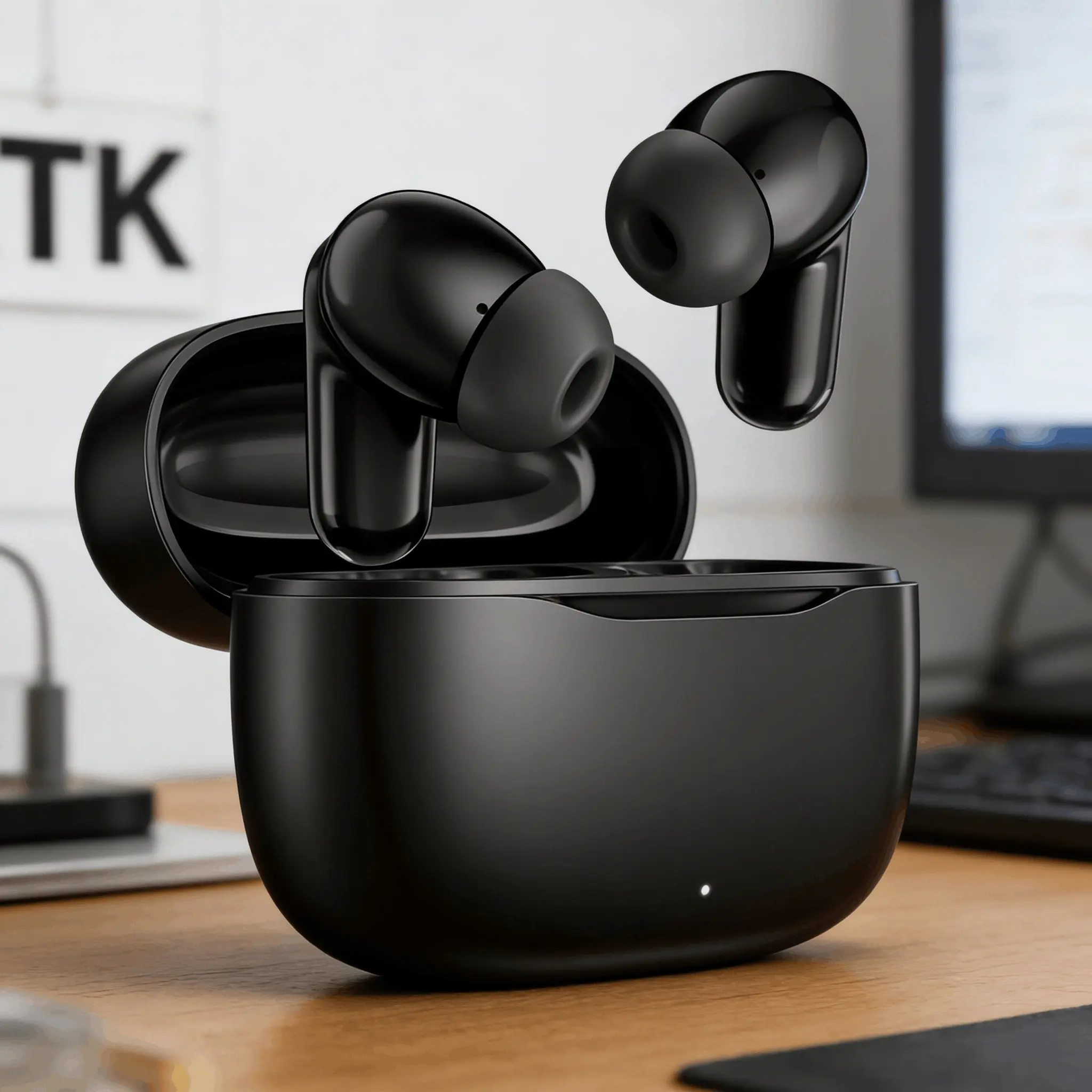 Wireless Bluetooth-compatible Earphones with Dual Microphone, Clear Calls, Strong Bass, Long Lasting Battery, Ergonomic Design, Mobile Audio Compatibility, True Wireless Earbuds