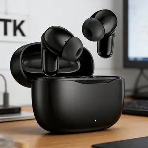 Wireless Bluetooth-compatible Earphones with Dual Microphone, Clear Calls, Strong Bass, Long Lasting Battery, Ergonomic Design, Mobile Audio Compatibility, True Wireless Earbuds