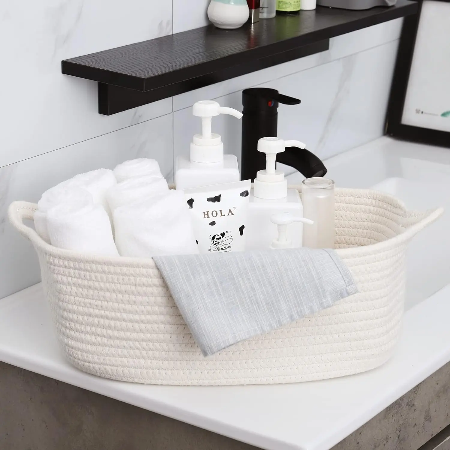 Traditional Woven Cotton Rope Collapsible Cube Storage Basket - Eco-Friendly Multi-Use Home Organizer, Universal Closet Towel Holder, Ideal Gift for Beauty & Home Supplies Needs